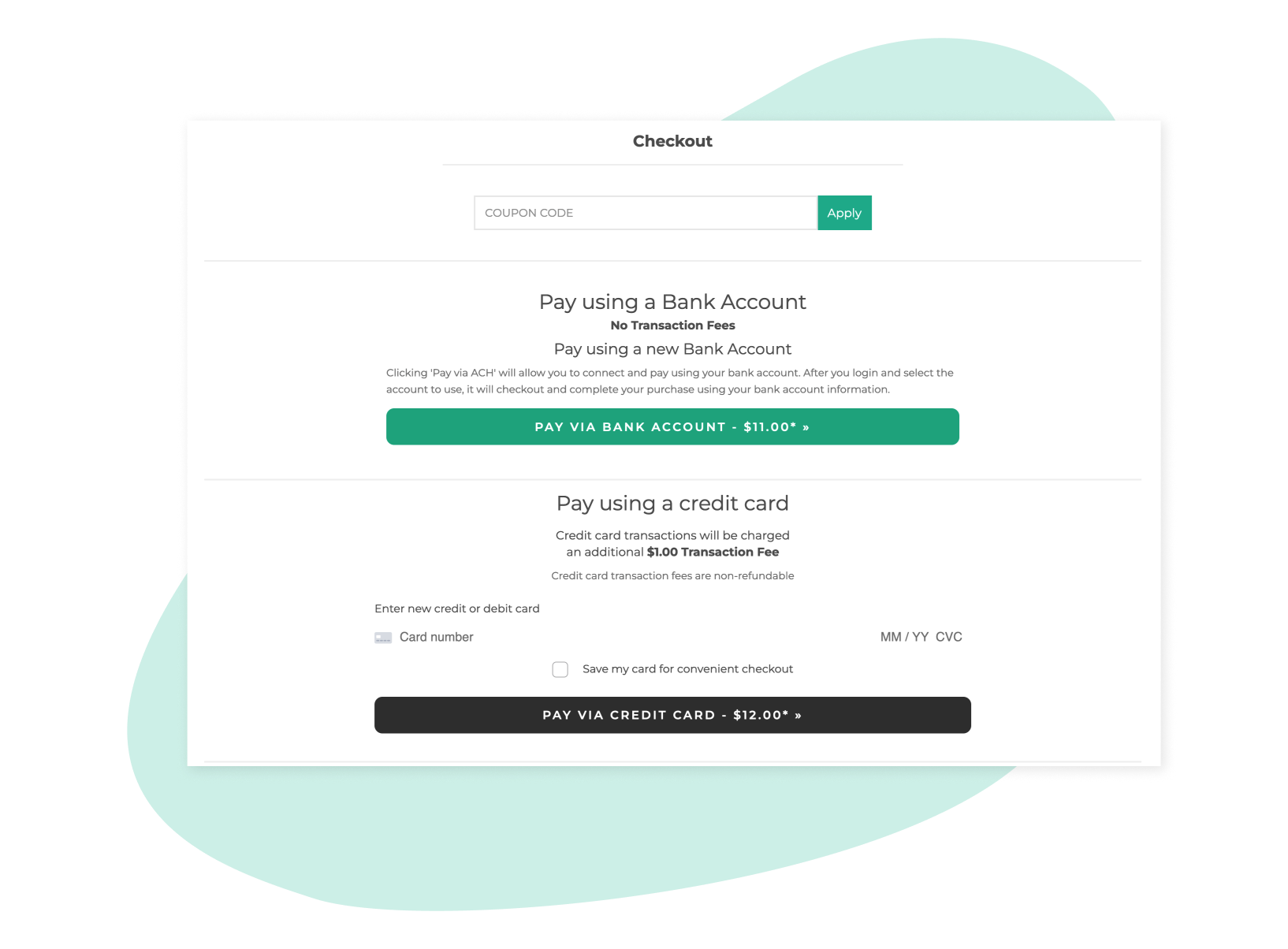 AfterSchool HQ Payment Screen